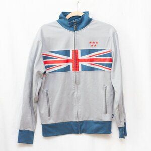 Vgt 5 Star by Blue Marin Jacket Britsh UK England Flag Graphic Sz M Grey Blue